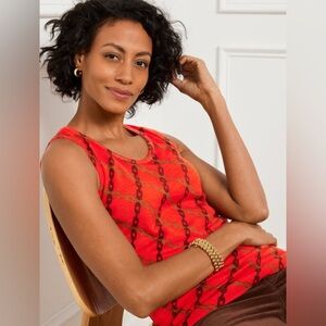 NEW Talbots Merino Wool Charming Shell Chain Links Crew Neck Sleeveless Size L